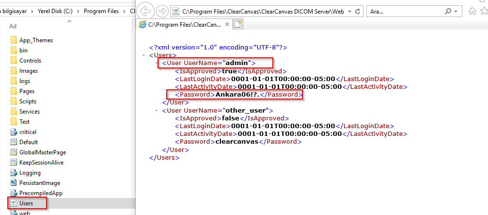 clearcanvas show username and password