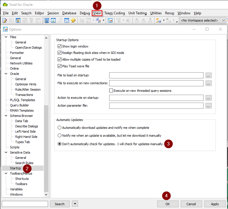Toad For Oracle Update Disable