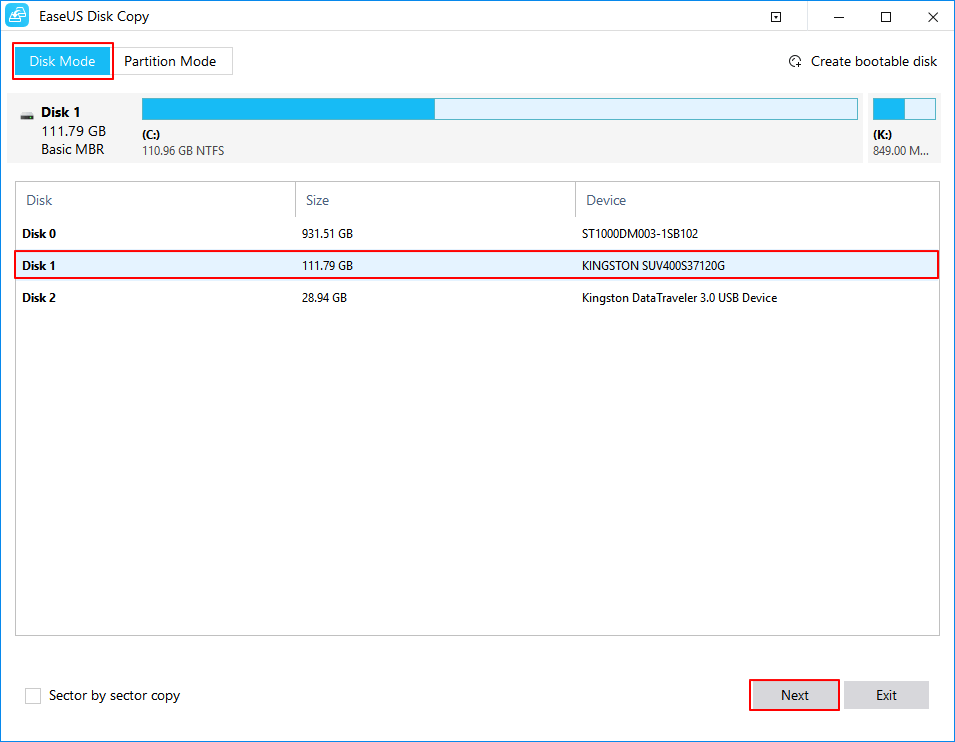 select disk