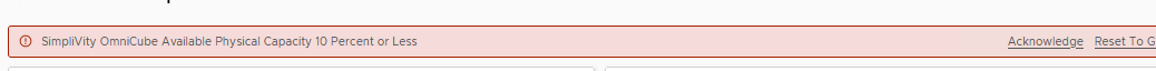 Simplivity Storage Use Area Warning