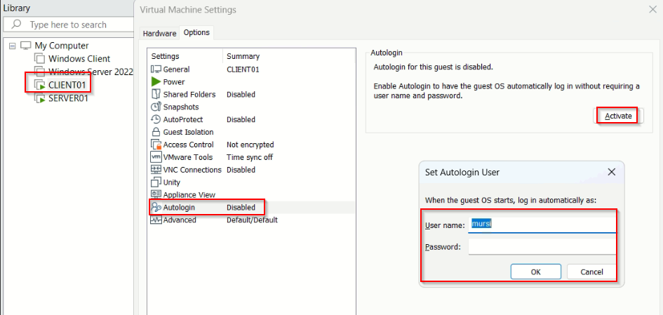 Vmware Workstation Configuring Autologin for a Virtual Machine