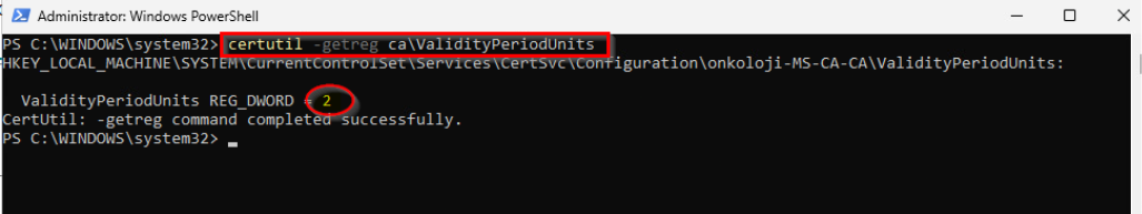 AD Certificate Services Validity Period