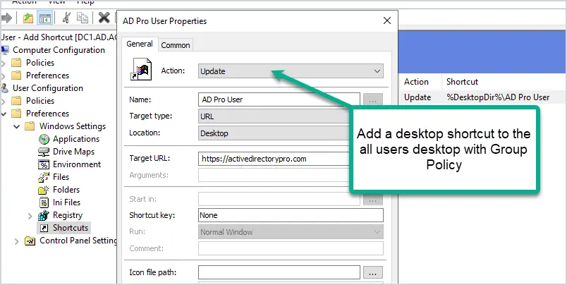 GPO Desktop Shortcuts