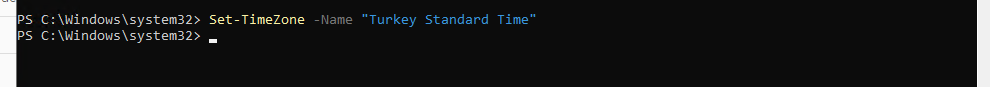 powershell ile timezone ayarlama