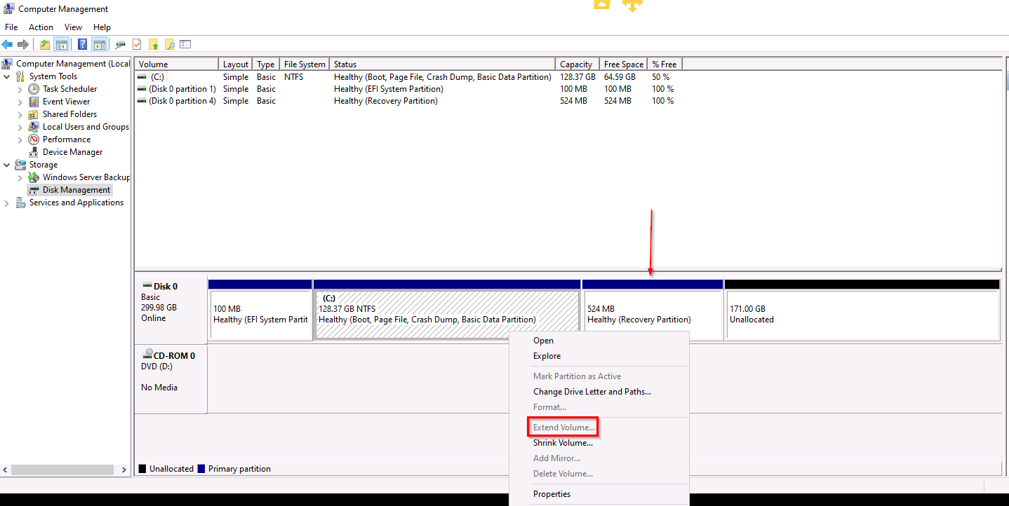 Windows Server C Drive Merge Partition