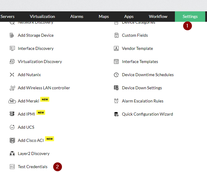 opmanager test credentials