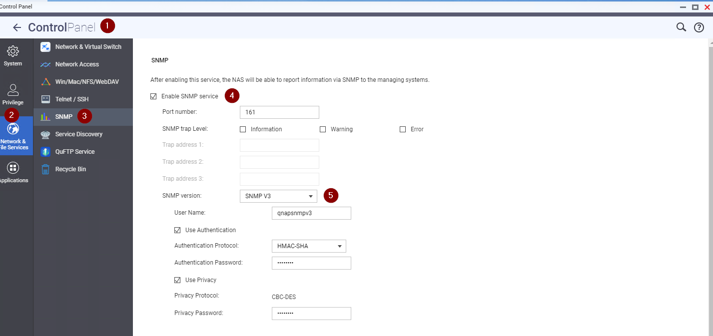 qnap configure snmp