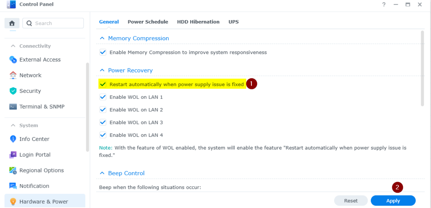 Synology Automatic Power On