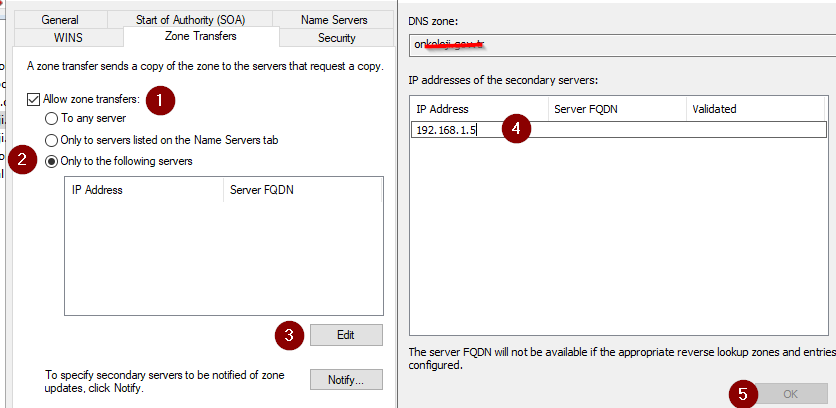 Microsoft DNS Primary Bind9 Secondary