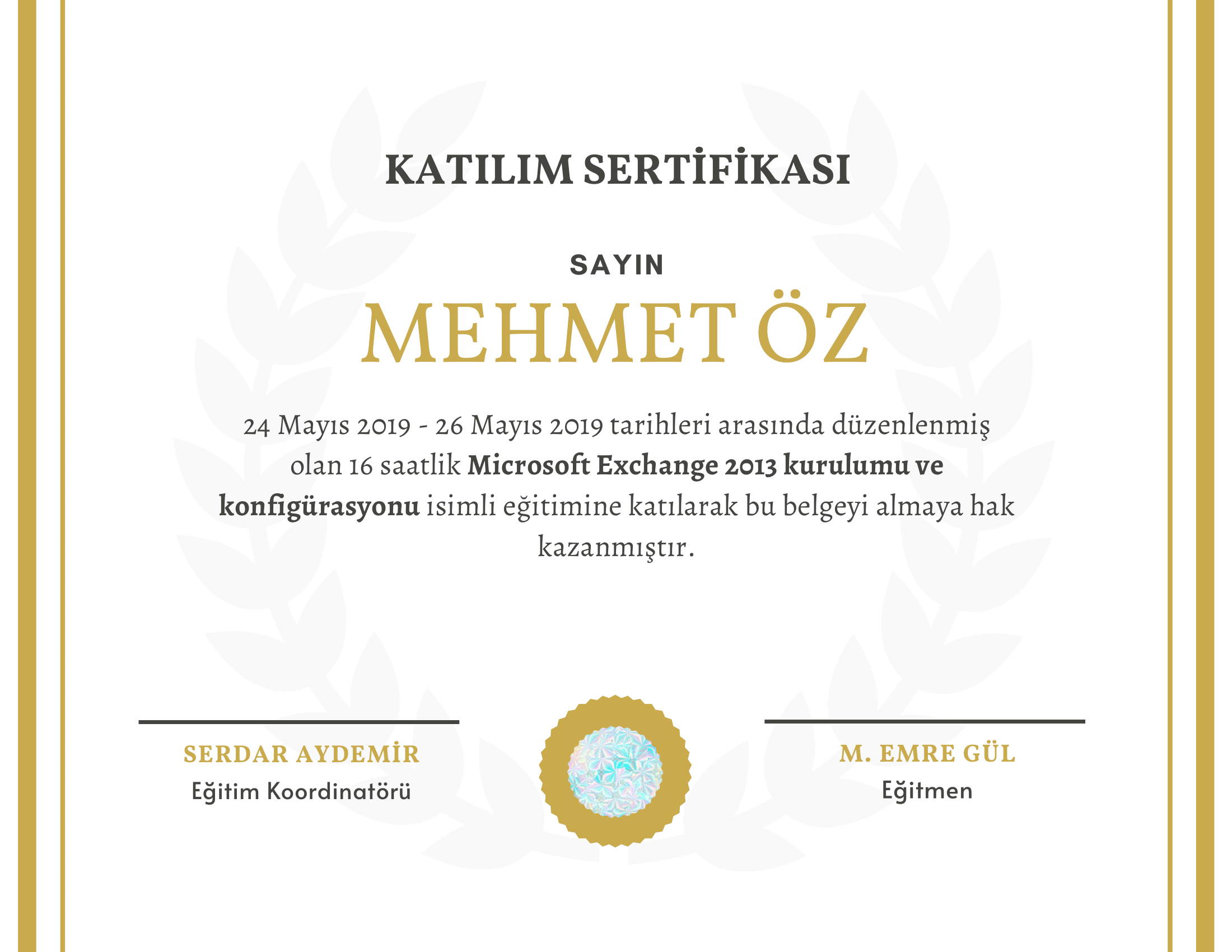 Classic Gold Training Certificate